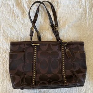 Coach Dark Brown Signature Tote